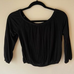 cropped flowy off the shoulder iris shirt